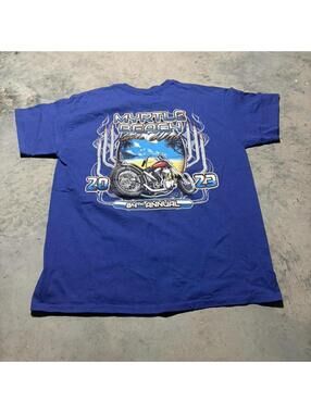 Myrtle Beach Bike Week 2023 Motorcycle Graphic T Shirt Large Blue